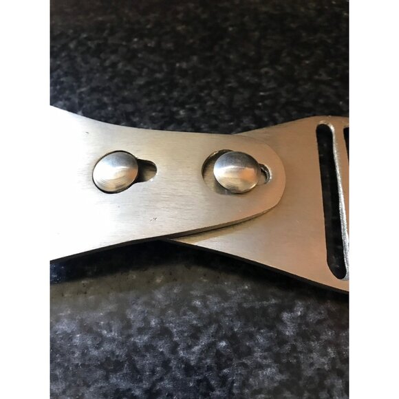 Vintage 1970 Belt Buckle Silver Tone Two Piece Interlocking Pieces Handmade "M" - Picture 2 of 7